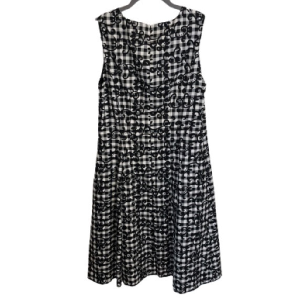 Brooks Brothers black/white plaid & floral print sleeveless dress size 10